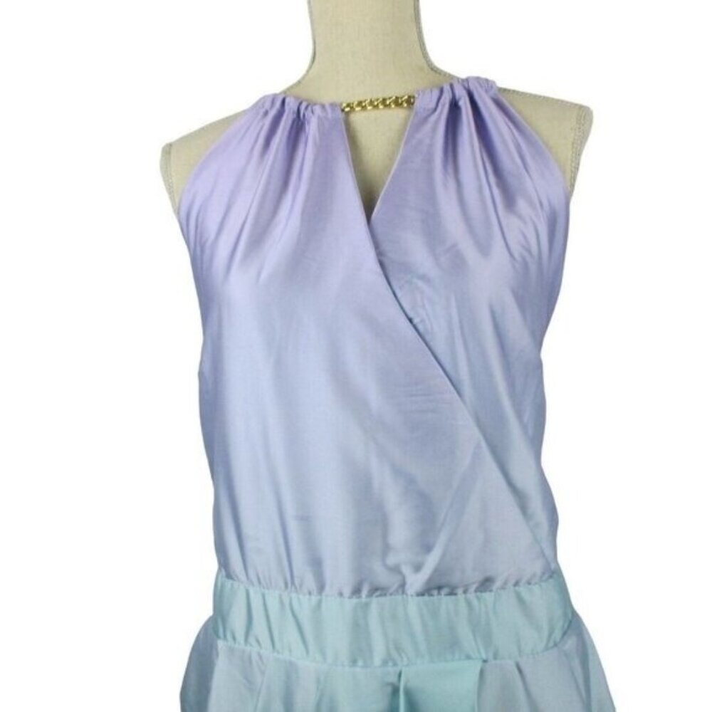 Ashley Stewart Ombre Sleeveless Wrap Dress Purple Blue 3X Spring Cocktail Dress - Picture 5 of 6
